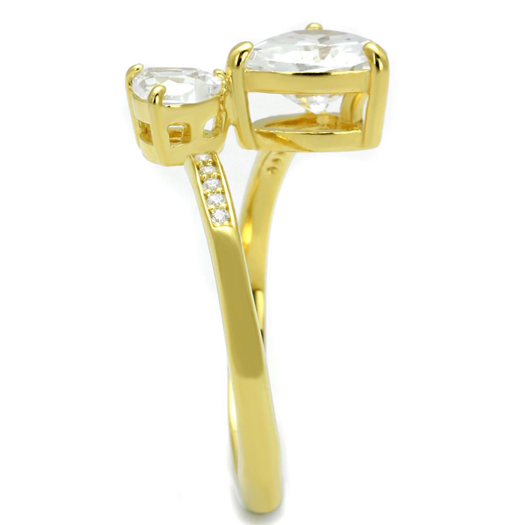 MATS555 - Gold 925 Sterling Silver Ring with AAA Grade CZ in Clear