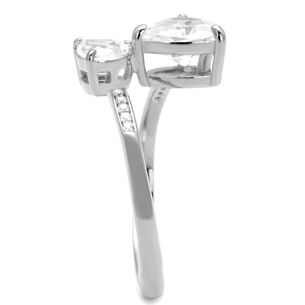 MATS556 - Rhodium 925 Sterling Silver Ring with AAA Grade CZ in Clear