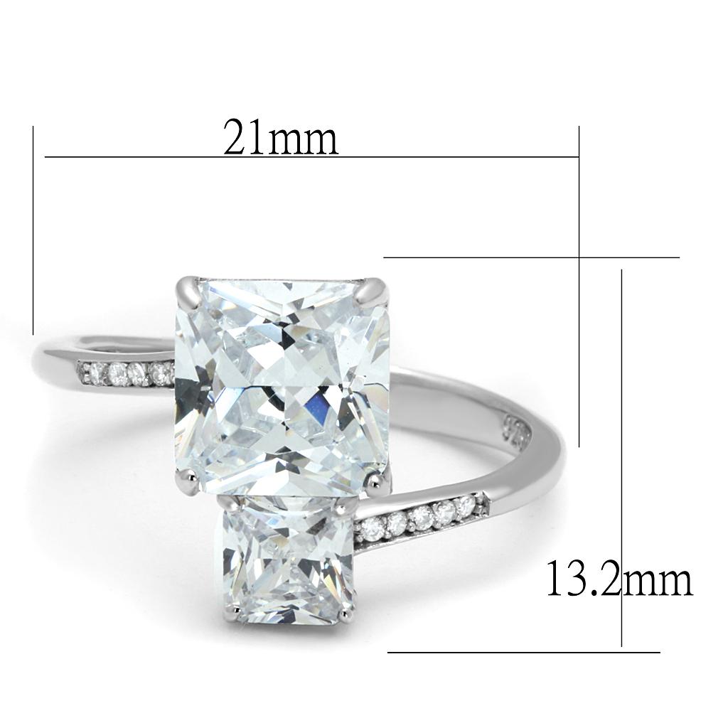 MATS557 - Rhodium 925 Sterling Silver Ring with AAA Grade CZ in Clear