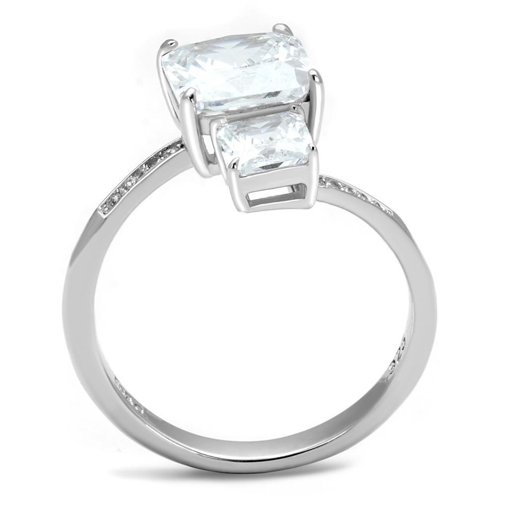 MATS557 - Rhodium 925 Sterling Silver Ring with AAA Grade CZ in Clear