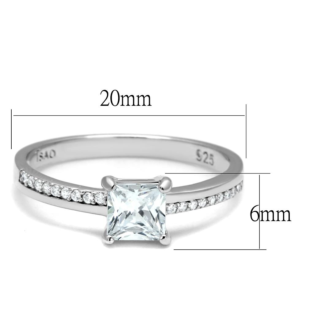 MATS558 - Rhodium 925 Sterling Silver Ring with AAA Grade CZ in Clear