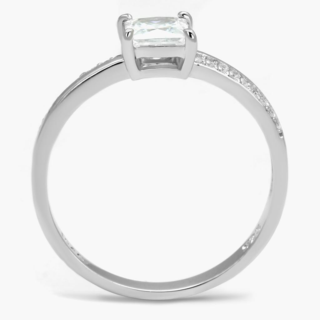 MATS558 - Rhodium 925 Sterling Silver Ring with AAA Grade CZ in Clear