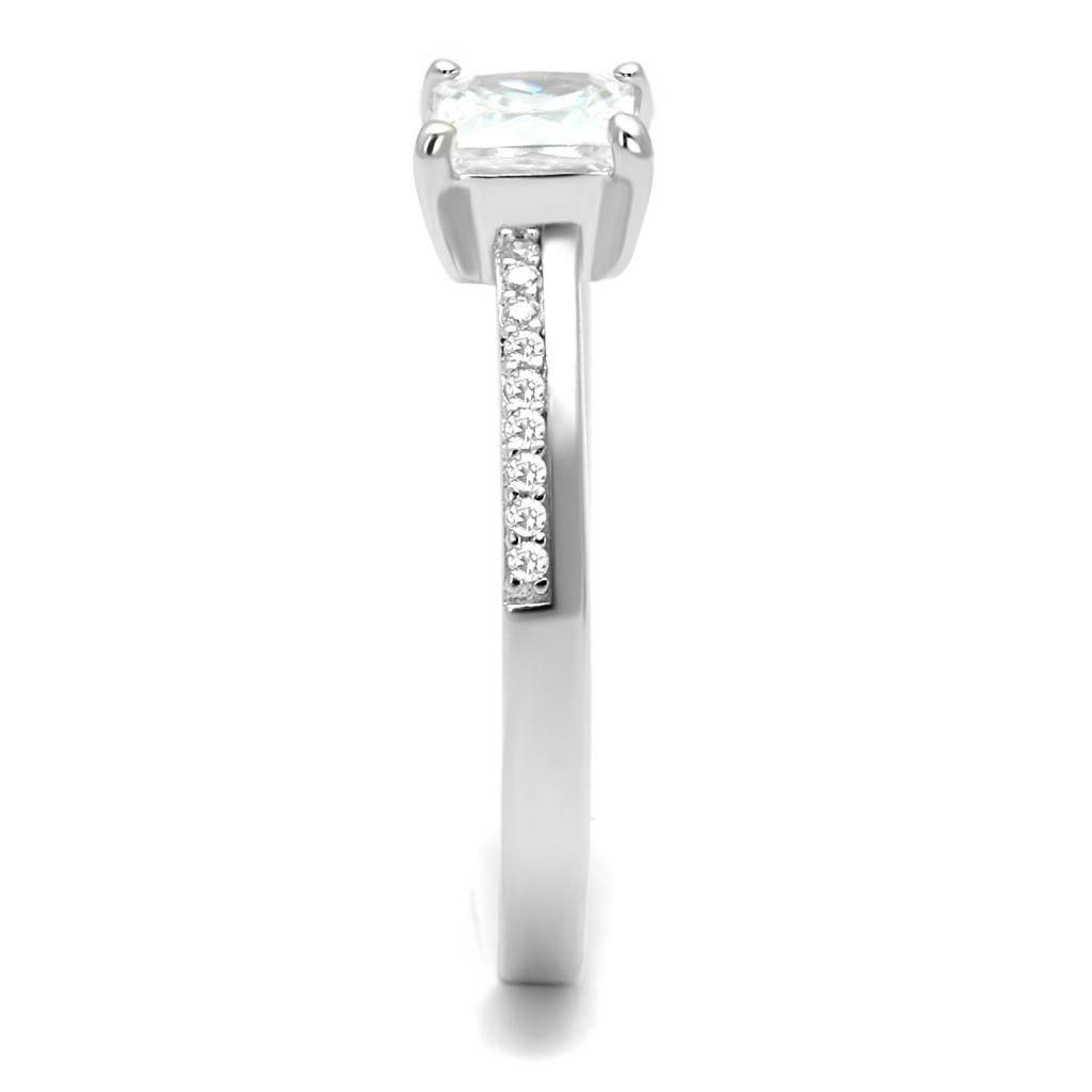 MATS558 - Rhodium 925 Sterling Silver Ring with AAA Grade CZ in Clear