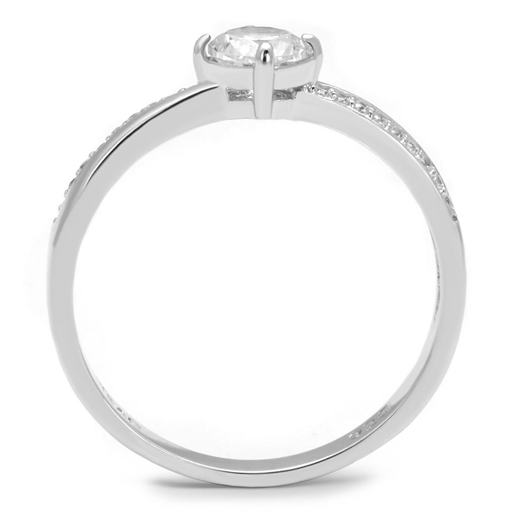 MATS560 - Rhodium 925 Sterling Silver Ring with AAA Grade CZ in Clear