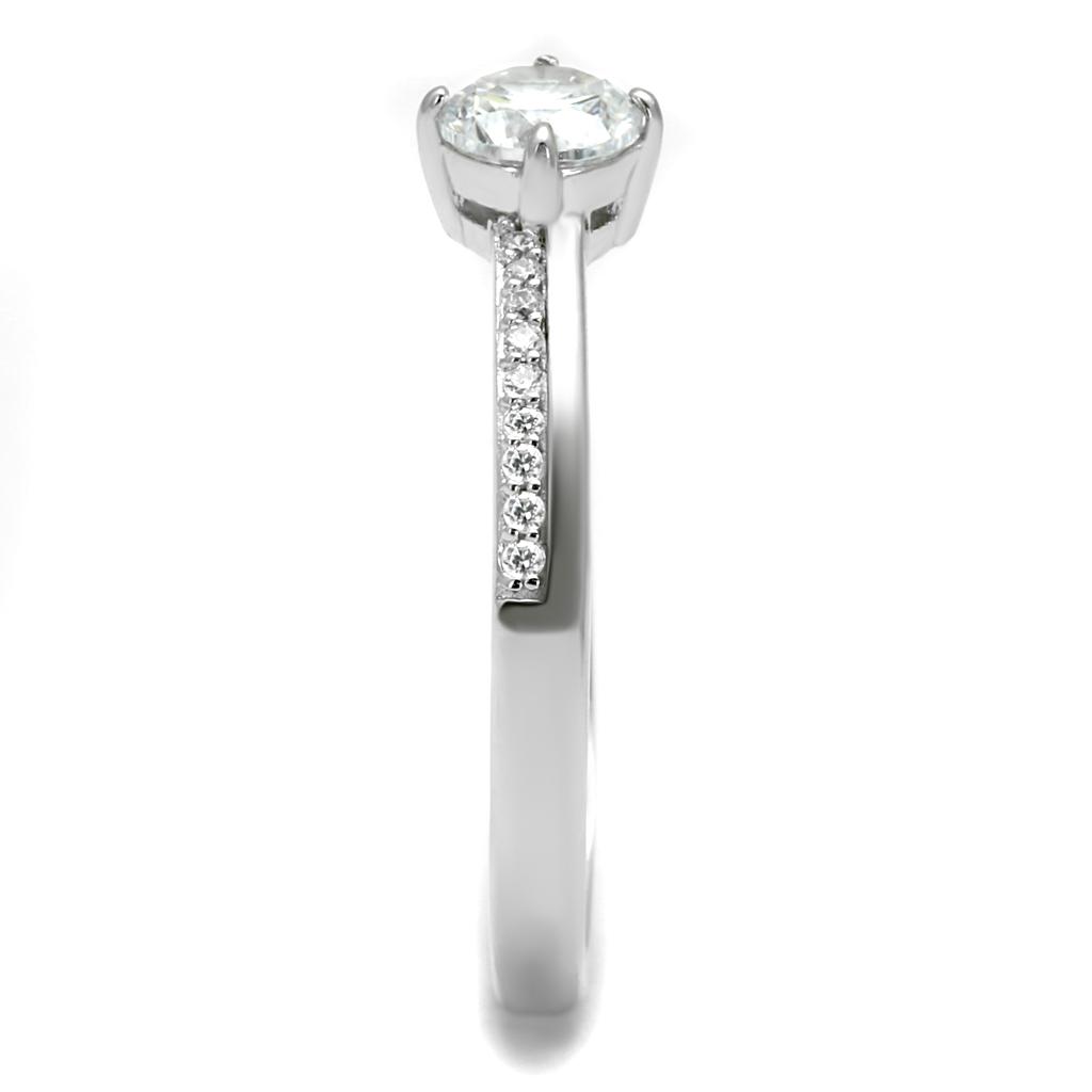 MATS560 - Rhodium 925 Sterling Silver Ring with AAA Grade CZ in Clear