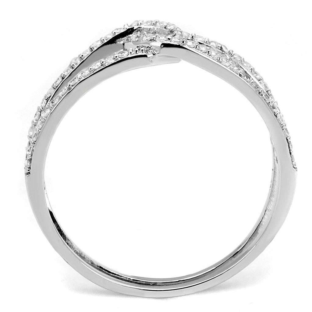 MATS575 - Rhodium 925 Sterling Silver Ring with AAA Grade CZ in Clear