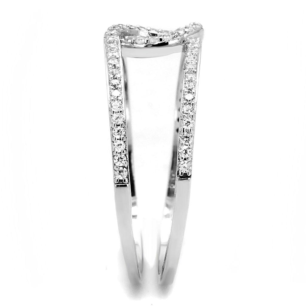MATS575 - Rhodium 925 Sterling Silver Ring with AAA Grade CZ in Clear