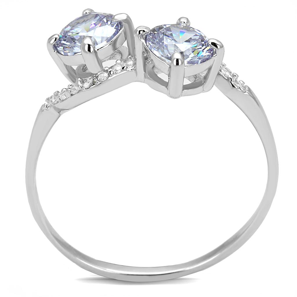 MATS577 - Rhodium 925 Sterling Silver Ring with AAA Grade CZ in Light Amethyst