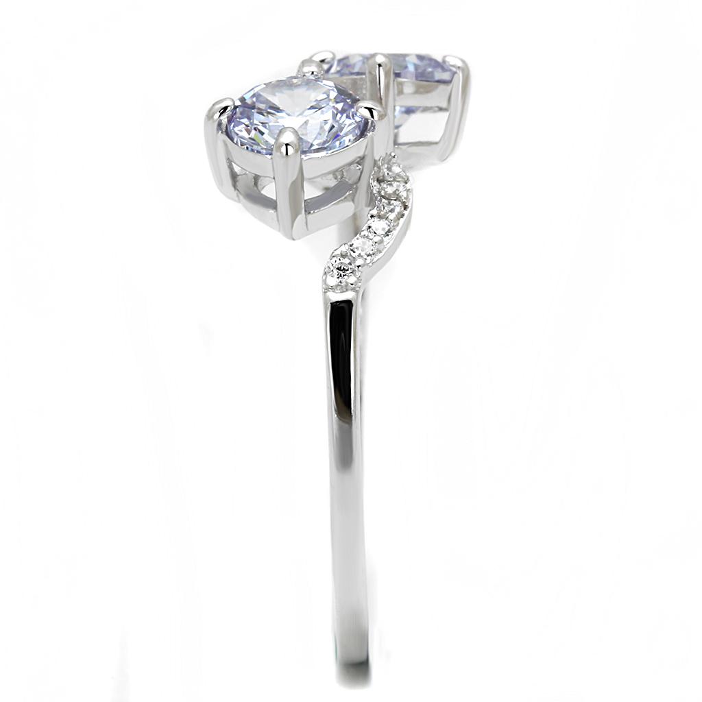 MATS577 - Rhodium 925 Sterling Silver Ring with AAA Grade CZ in Light Amethyst