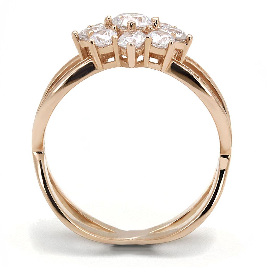 MATS586 - Rose Gold 925 Sterling Silver Ring with AAA Grade CZ in Clear