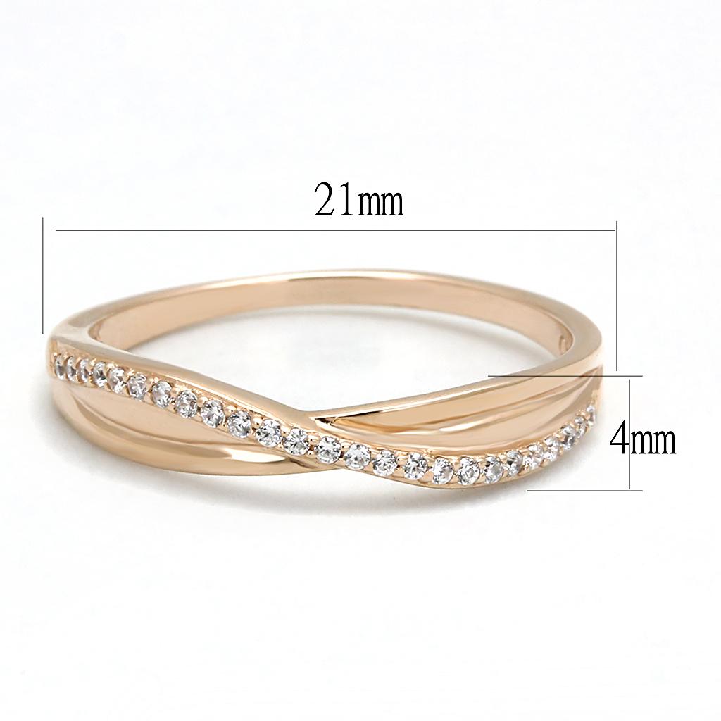 MATS591 - Rose Gold 925 Sterling Silver Ring with AAA Grade CZ in Clear