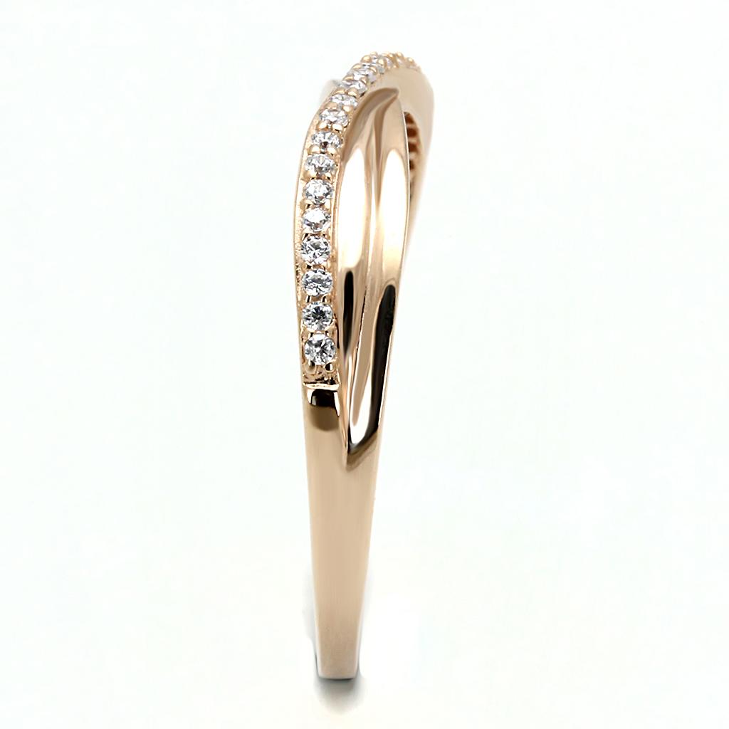 MATS591 - Rose Gold 925 Sterling Silver Ring with AAA Grade CZ in Clear