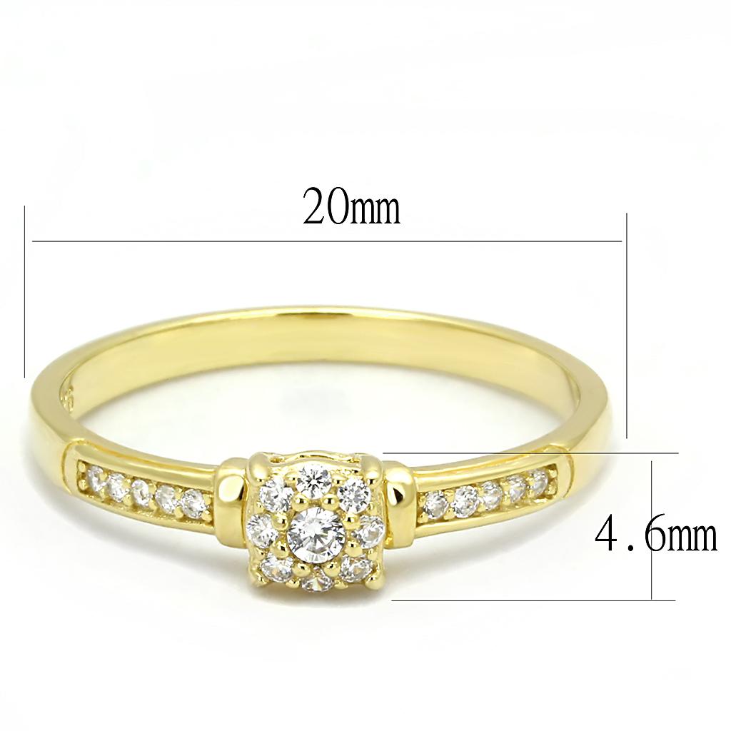 MATS597 - Gold 925 Sterling Silver Ring with AAA Grade CZ in Clear