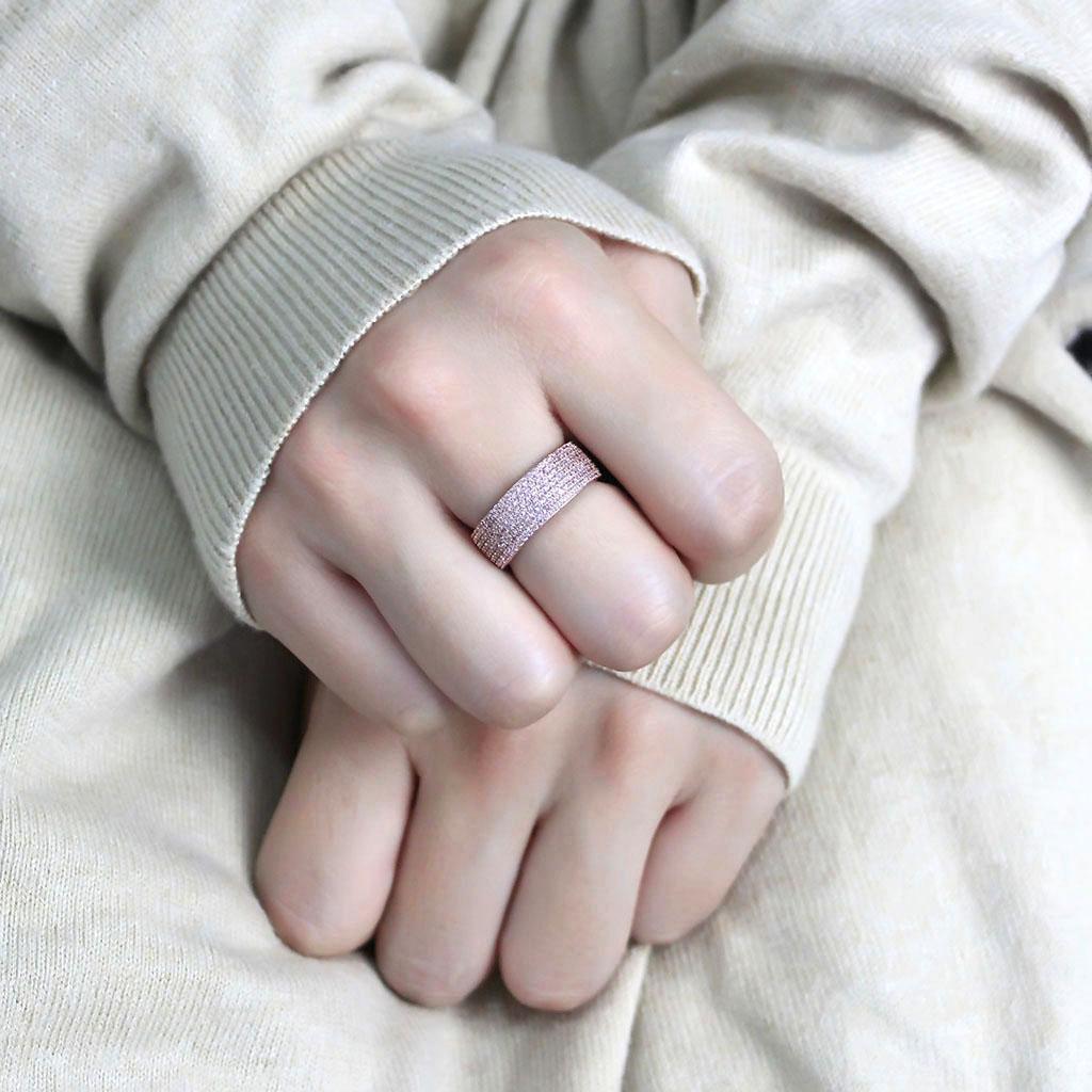 MATS612 - Rose Gold 925 Sterling Silver Ring with AAA Grade CZ in Light Rose