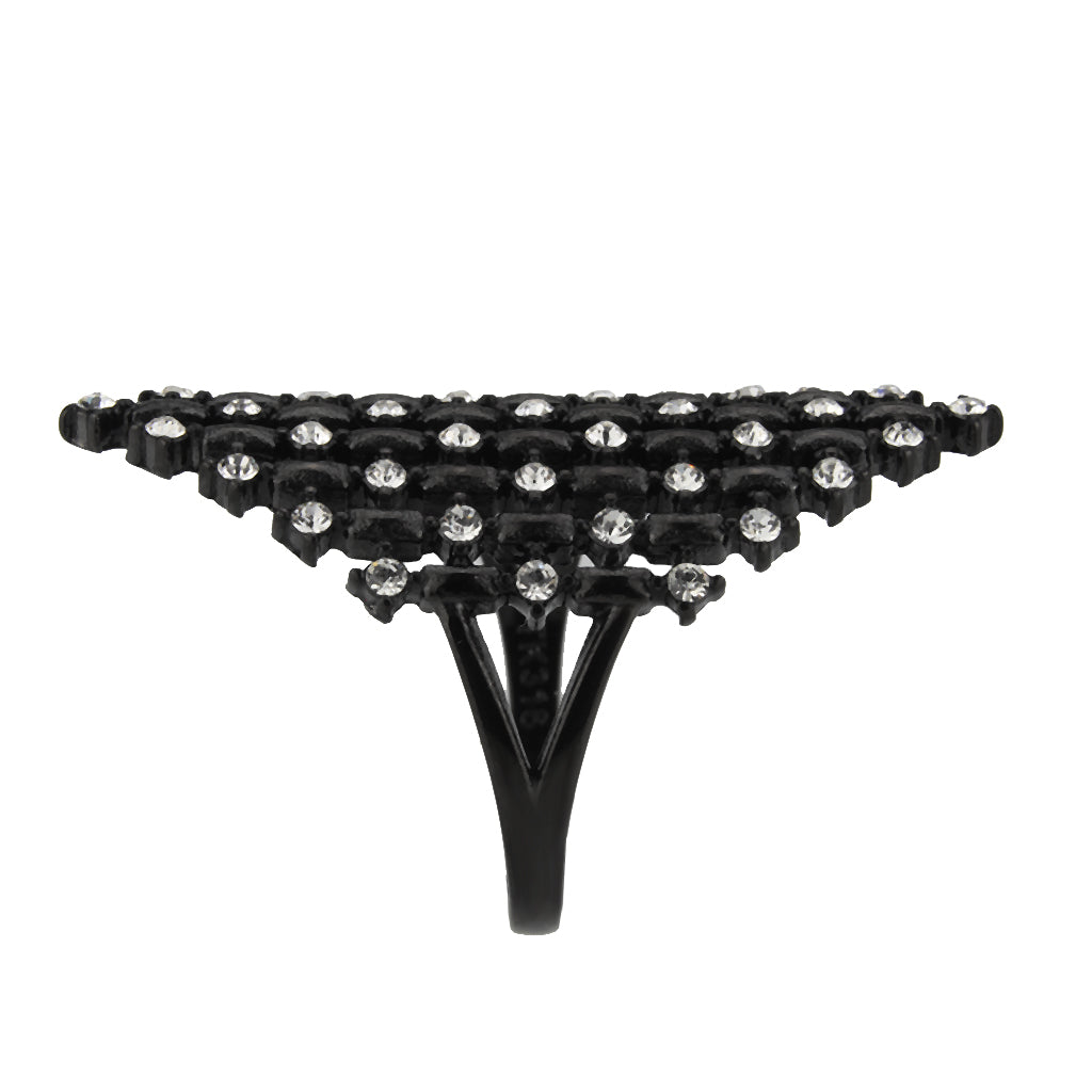 MATK3750 IP Black Stainless Steel Ring with Top Grade Crystal in Clear