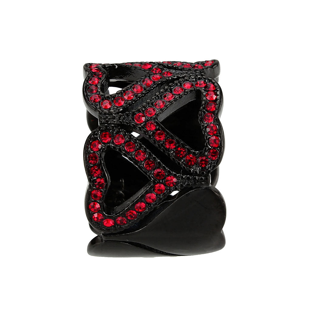 MATK3790 - IP Black (Ion Plating) Stainless Steel Ring with Top Grade Crystal in Red Series
