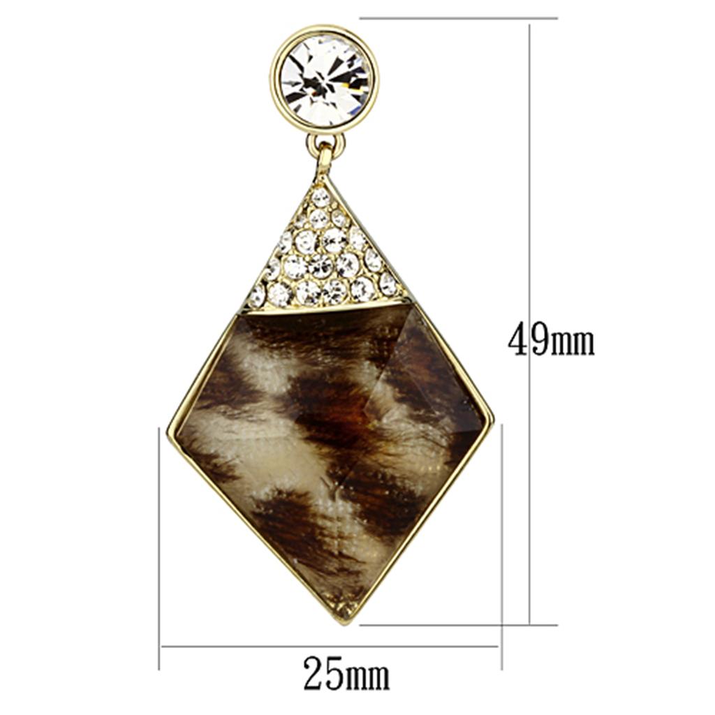 MAVL063 - IP Gold(Ion Plating) Brass Earrings with Synthetic Synthetic Stone in Animal pattern