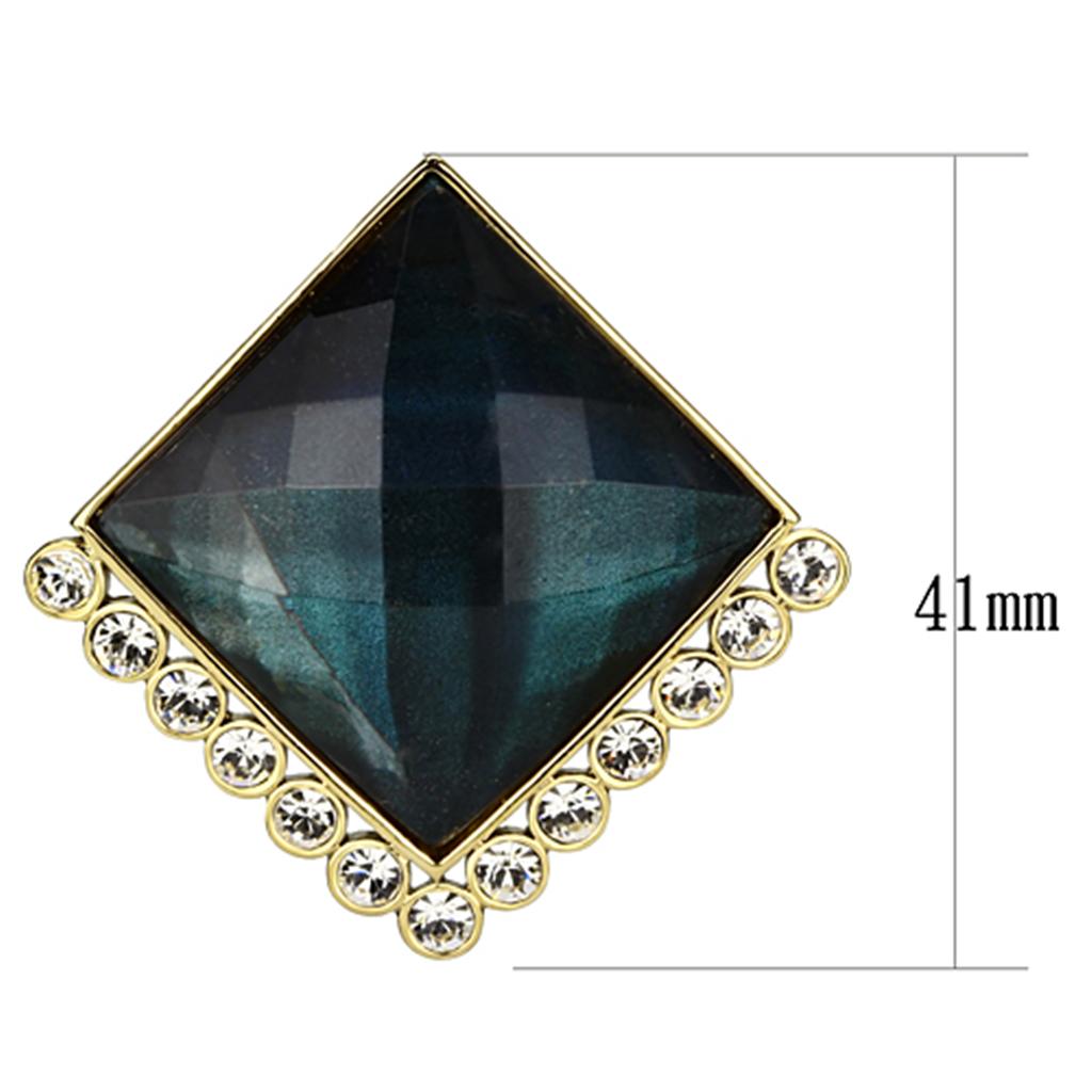 MAVL064 - IP Gold(Ion Plating) Brass Earrings with Synthetic Synthetic Stone in Tanzanite