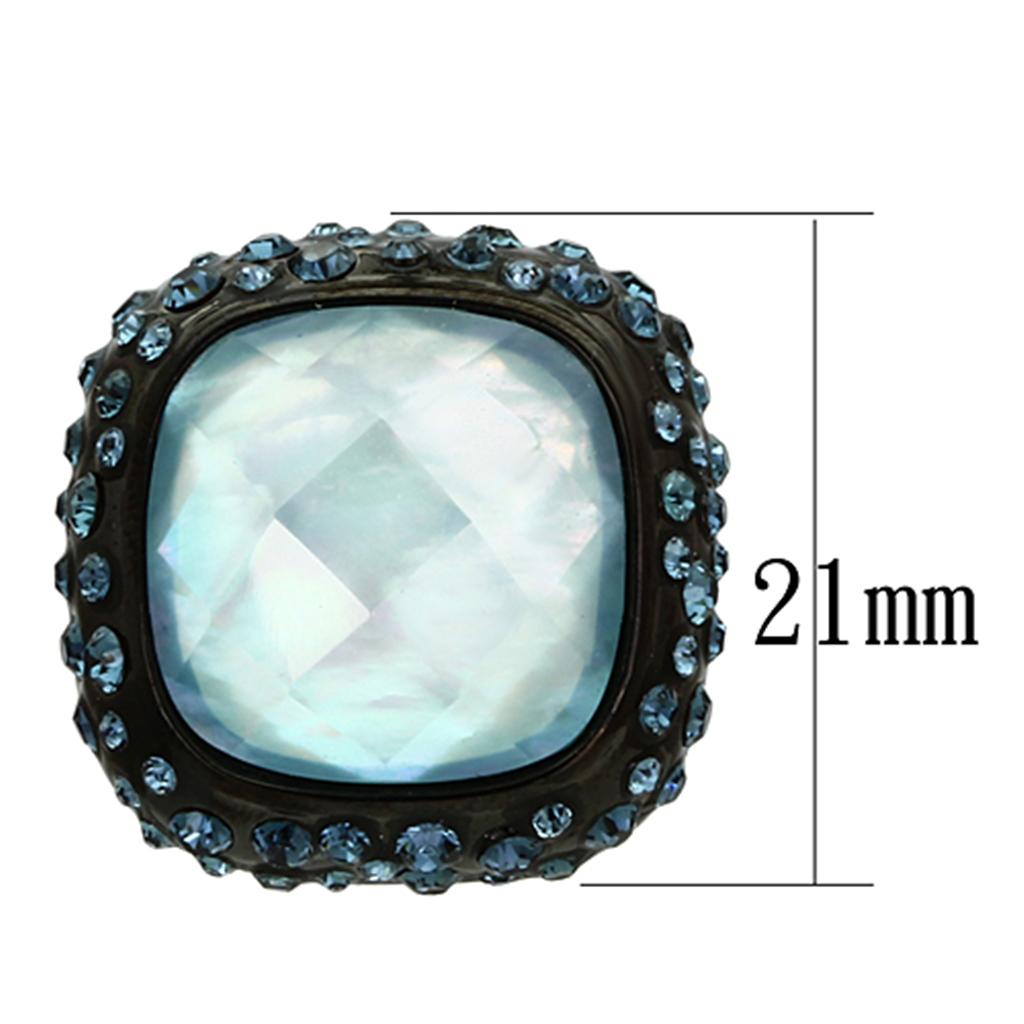 MAVL065 - IP Black(Ion Plating) Brass Earrings with Synthetic Synthetic Glass in Sea Blue
