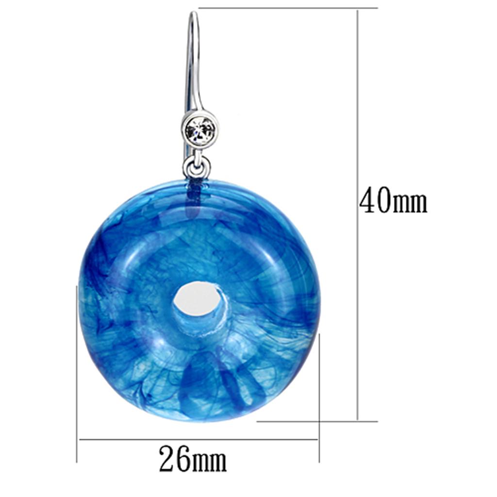 MAVL069 - IP rhodium (PVD) Brass Earrings with Synthetic Synthetic Stone in Blue Topaz