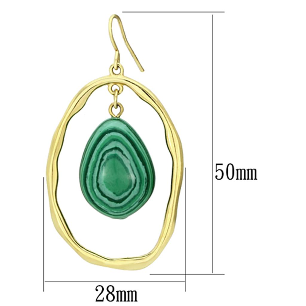 MAVL072 - IP Gold(Ion Plating) Brass Earrings with Synthetic MALACHITE in Turquoise