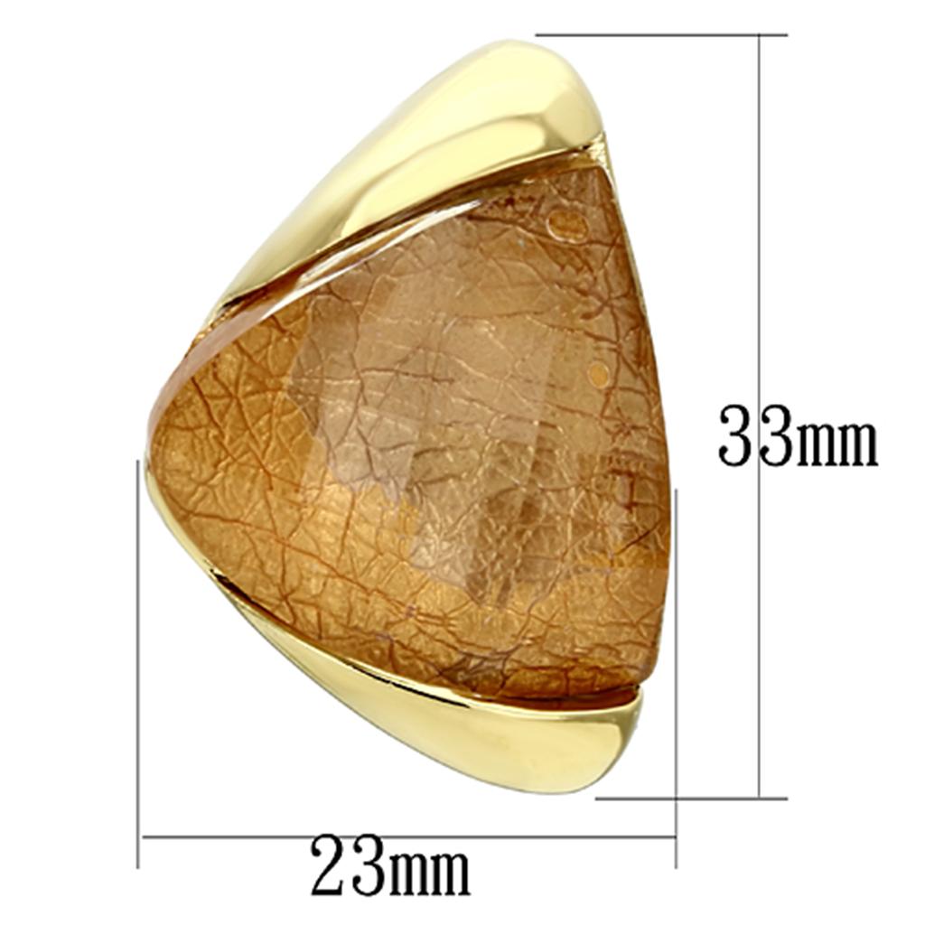 MAVL076 - IP Gold(Ion Plating) Brass Earrings with Synthetic Synthetic Stone in Orange