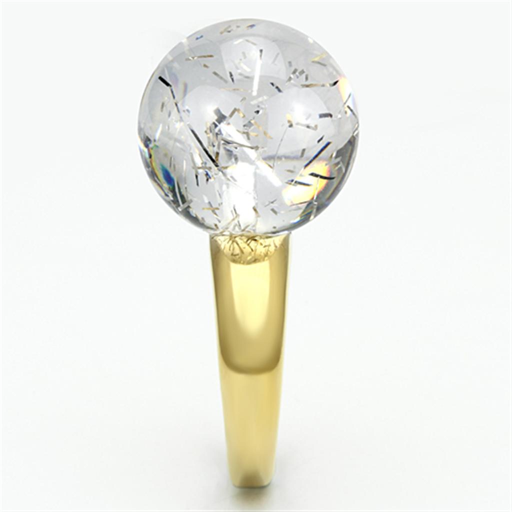 MAVL084 - IP Gold(Ion Plating) Brass Ring with Synthetic Synthetic Stone in Clear