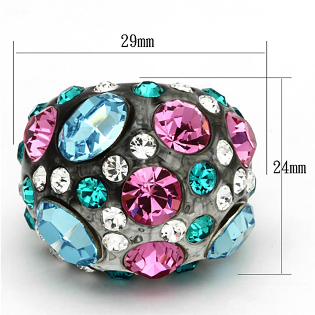 MAVL103 - Resin Ring with Top Grade Crystal in Multi Color