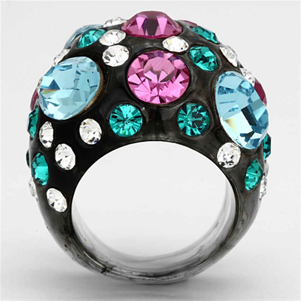 MAVL103 - Resin Ring with Top Grade Crystal in Multi Color
