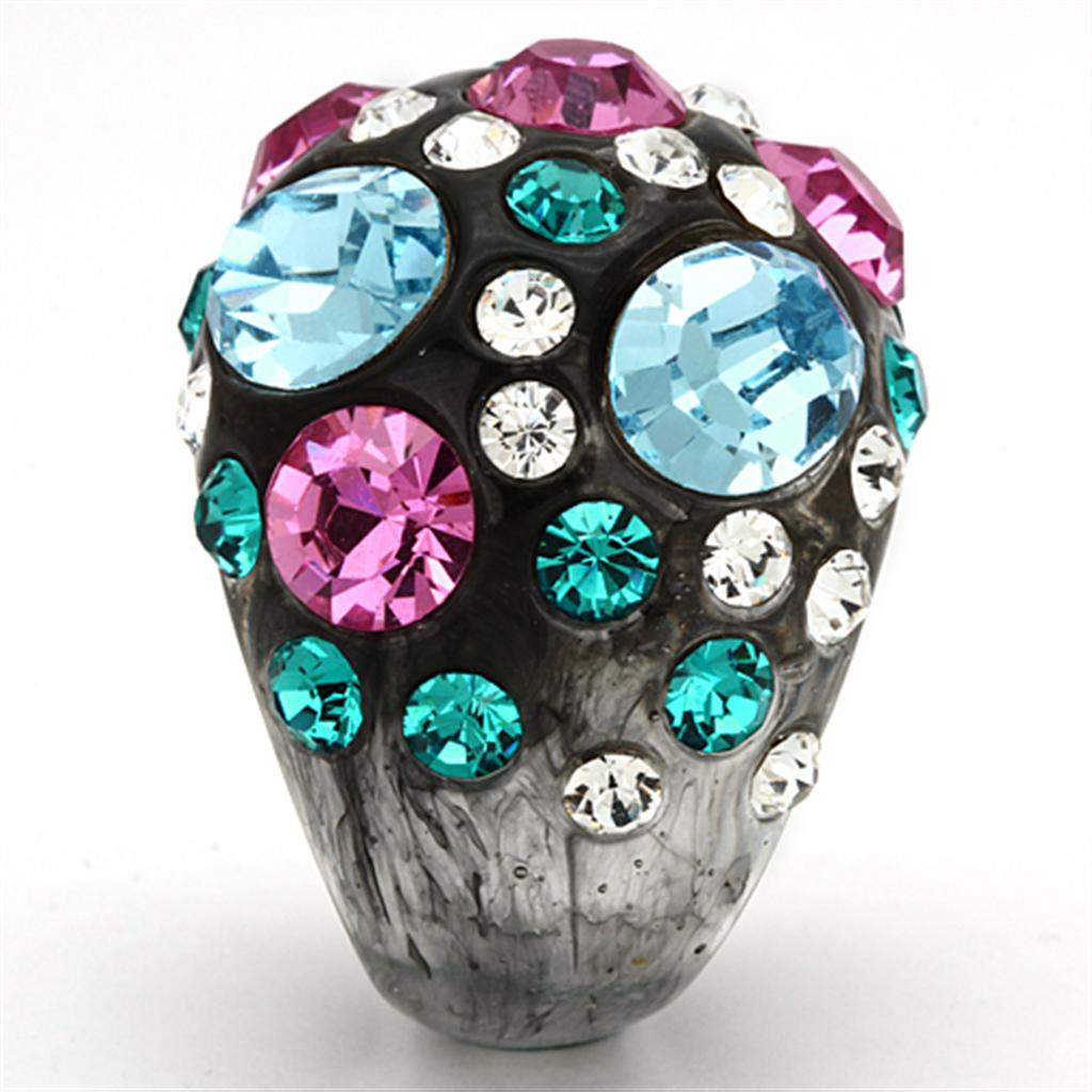 MAVL103 - Resin Ring with Top Grade Crystal in Multi Color