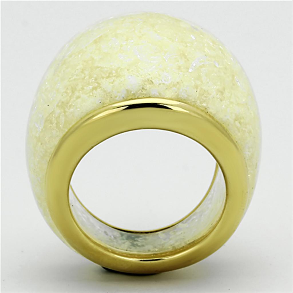 MAVL109 - IP Gold(Ion Plating) Stainless Steel Ring with Synthetic Synthetic Stone in Citrine Yellow