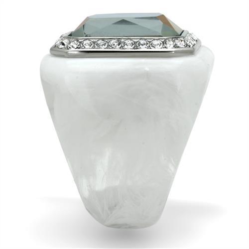 MAVL111 - High polished (no plating) Stainless Steel Ring with Synthetic Synthetic Stone in Aquamarine AB
