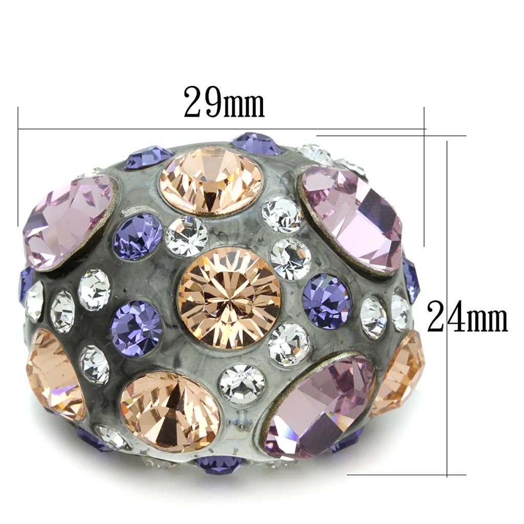 MAVL114 - Resin Ring with Top Grade Crystal in Multi Color