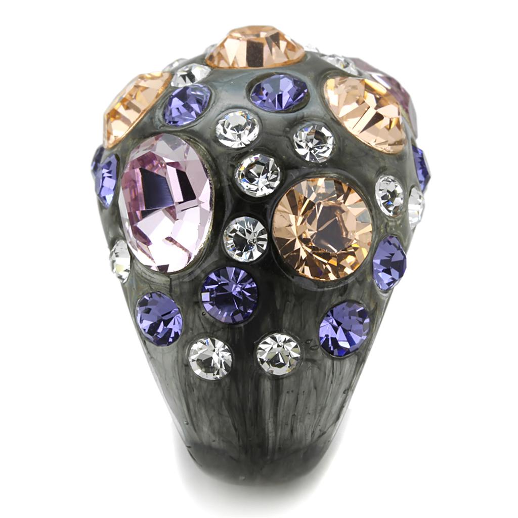 MAVL114 - Resin Ring with Top Grade Crystal in Multi Color