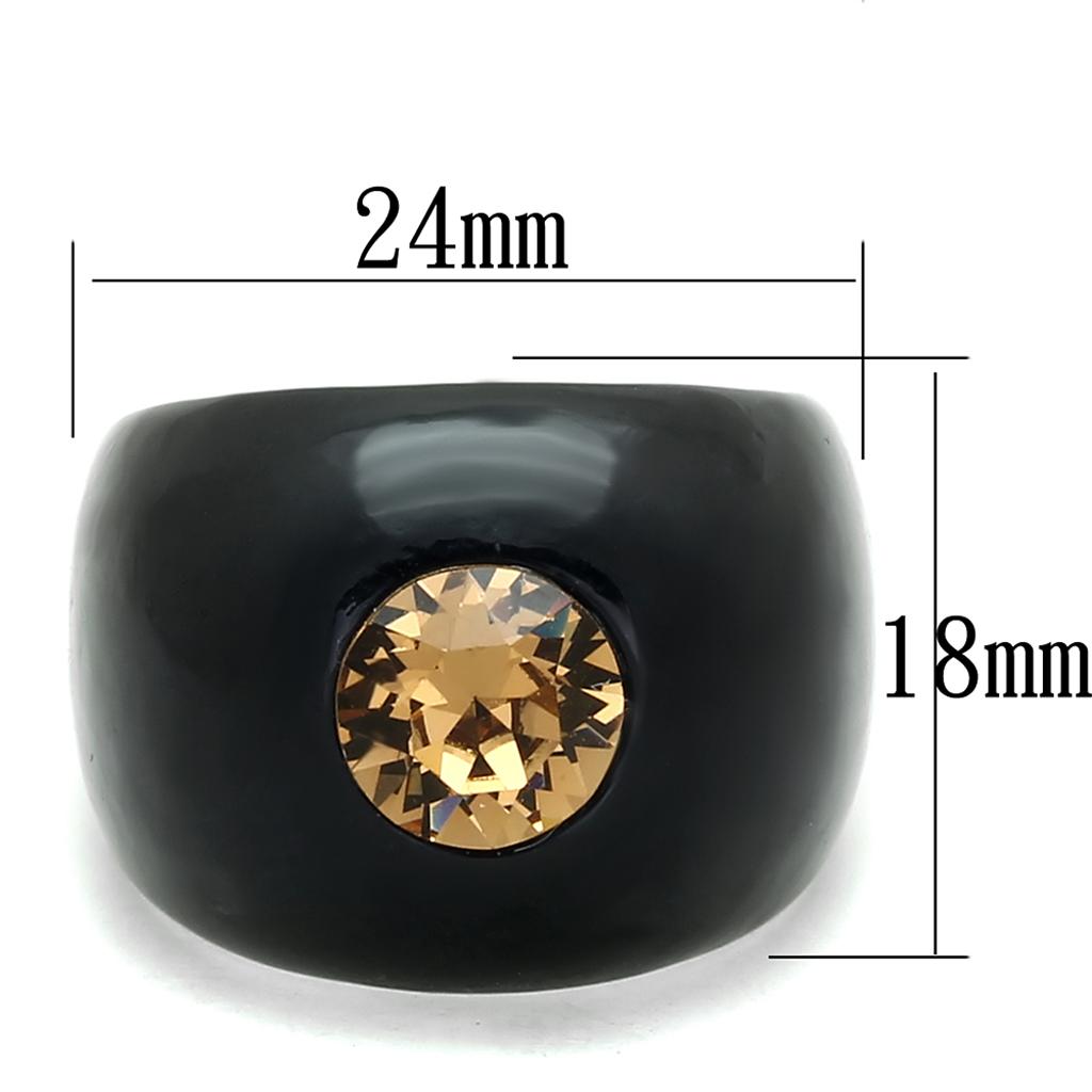 MAVL115 - Resin Ring with Top Grade Crystal in Light Smoked