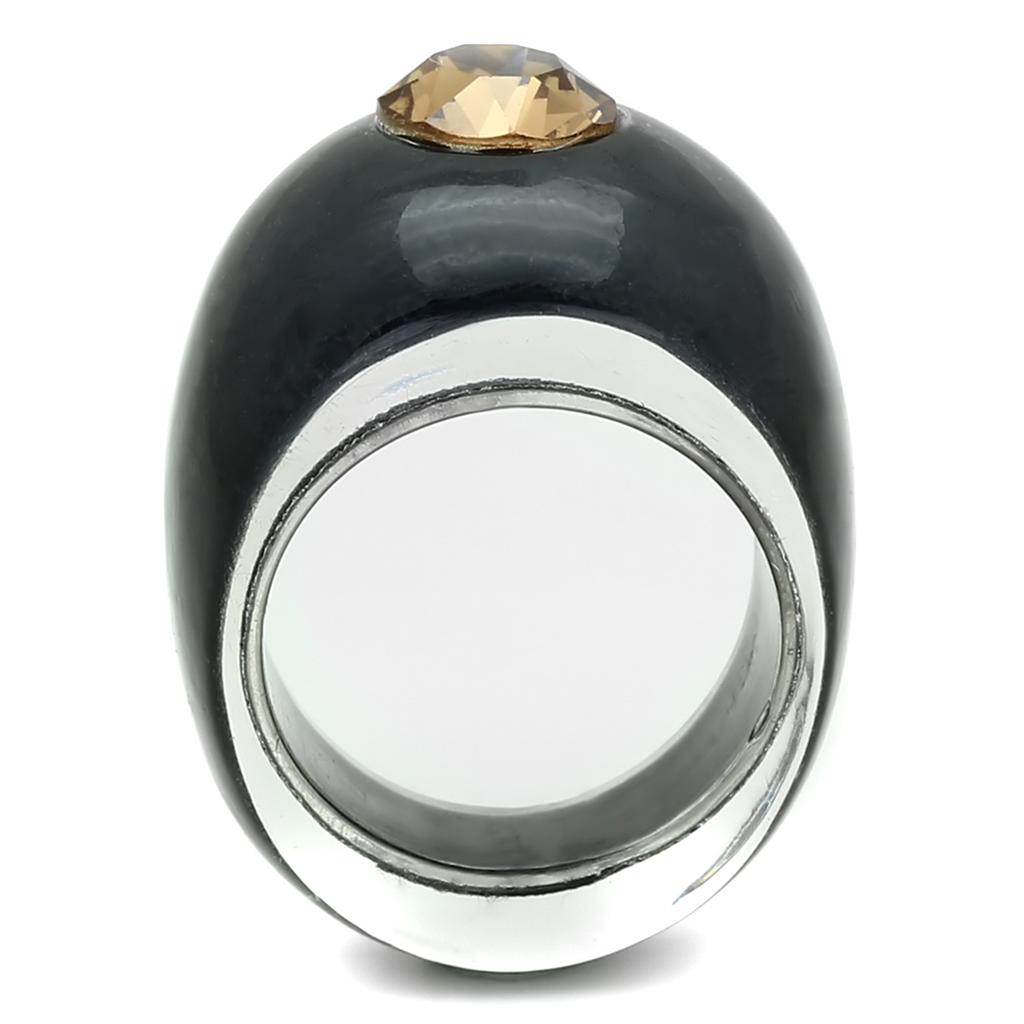 MAVL115 - Resin Ring with Top Grade Crystal in Light Smoked