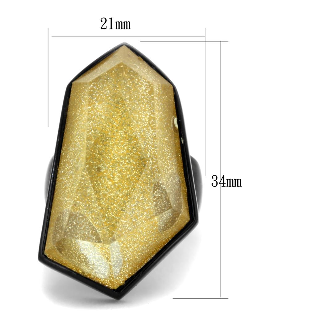 MAVL117 - IP Black(Ion Plating) Stainless Steel Ring with Synthetic Synthetic Stone in Citrine Yellow
