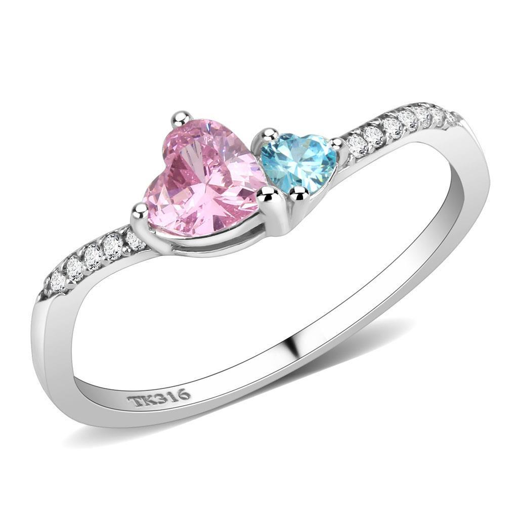 MADA384Q - High polished (no plating) Stainless Steel Ring with AAA Grade CZ in Multi Color