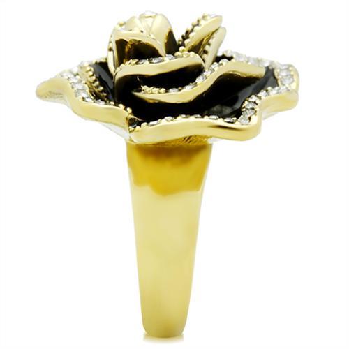 MAGL021 - IP Gold(Ion Plating) Brass Ring with Top Grade Crystal in Clear