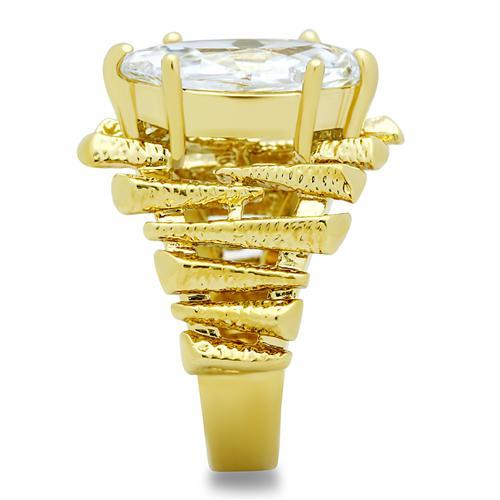 MAGL080 - IP Gold(Ion Plating) Brass Ring with AAA Grade CZ in Clear