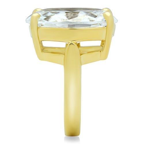 MAGL083 - IP Gold(Ion Plating) Brass Ring with AAA Grade CZ in Clear