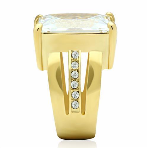 MAGL089 - IP Gold(Ion Plating) Brass Ring with AAA Grade CZ in Clear