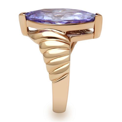 MAGL139 - IP Rose Gold(Ion Plating) Brass Ring with AAA Grade CZ in Light Amethyst