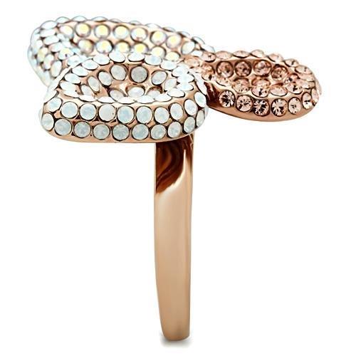 MAGL219 - IP Rose Gold(Ion Plating) Brass Ring with Top Grade Crystal in Multi Color