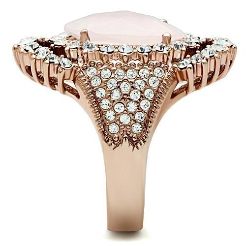MAGL225 - IP Rose Gold(Ion Plating) Brass Ring with Precious Stone PINK CRYSTAL in Light Rose