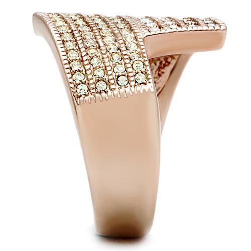 MAGL229 - IP Rose Gold(Ion Plating) Brass Ring with Top Grade Crystal in Multi Color