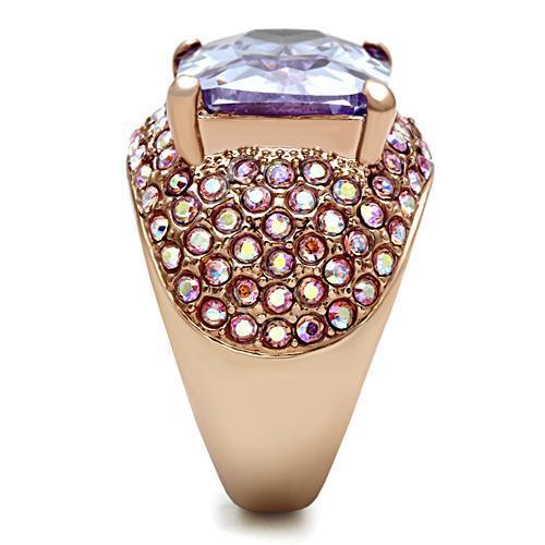 MAGL230 - IP Rose Gold(Ion Plating) Brass Ring with AAA Grade CZ in Light Amethyst