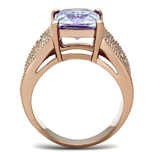 MAGL236 - IP Rose Gold(Ion Plating) Brass Ring with AAA Grade CZ in Light Amethyst