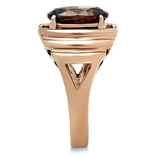 MAGL242 - IP Rose Gold(Ion Plating) Brass Ring with AAA Grade CZ in Brown