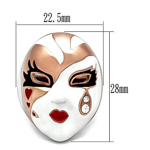 MAGL245 - IP Rose Gold(Ion Plating) Brass Ring with Top Grade Crystal in Clear